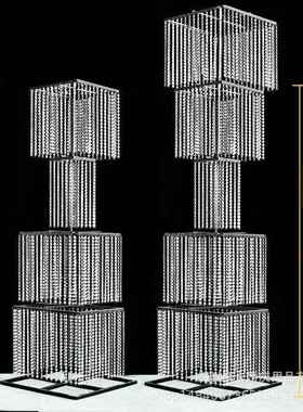 婚庆铁艺道具韶华珠帘水晶路引舞台摆件道具韩式婚礼方形架子装饰