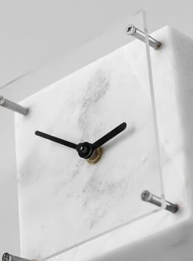 现轻奢云石BJ0905金属时样钟摆件房书房客厅装饰品酒柜板玄关摆设