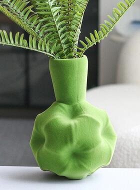 现轻奢花器茶几插花器软装饰品酒店玄关柜档植绒花餐桌摆件