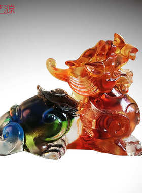 琉璃貔貅招财摆件办公室桌面客厅玄关家居装饰品上市乔迁开业礼品