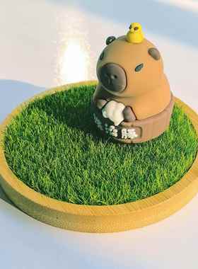 小清新手办模型公仔草坪场景装饰草地底座摆件仿真田园风室内摆台