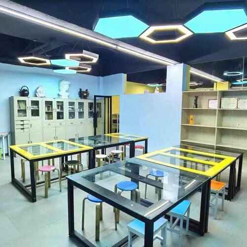 儿童美术桌画室桌子儿童画画手工桌幼儿园小学桌子书法桌钢化玻璃 - 图3