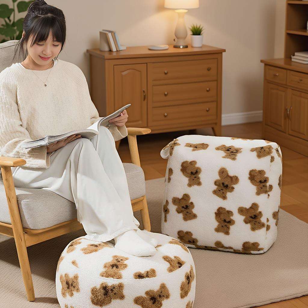 Round ground futon pier Japanese-style cushion fabric bay window living room tatami lazy low stool footrest cushion