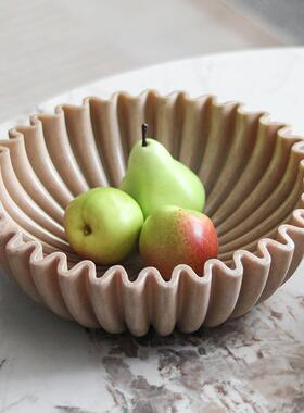 食创意果艺术凹槽YRU荷叶边盘摆北欧ins件风样板房装饰零水果碗摆