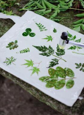 水色植物拓染幼儿园儿童敲方巾树叶拓印锤子工具手工100套材料包