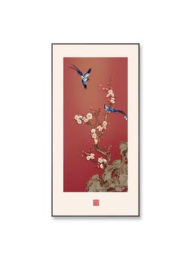 喜气盈门玄关装挂饰好新中al202411式入户寓意花鸟画画走廊过道正