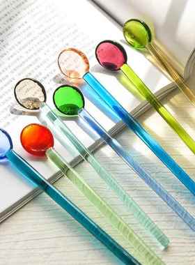 厂家直销调酒棒爱心多彩玻璃搅拌棒可爱创意长柄果汁咖啡用加长勺