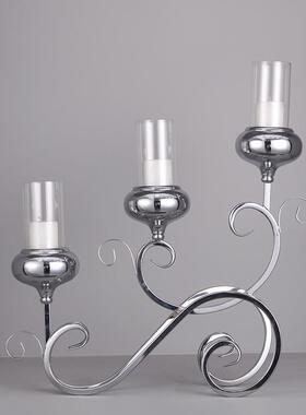 欧/式铁艺烛台头创老爷车法国KLS0338金/铬色青古铜意婚三庆摆件