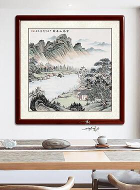 尚得堂名家纯手绘真迹山水画斗方玄关中式饭厅装饰画挂画国画青绿