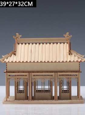 现代新中式创意木质凉亭建筑屋檐客厅会客室家居禅意软装饰品摆件