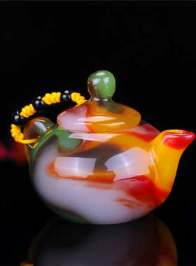 外蒙玉壶把件红玉黄玉羊脂白玉壶手把件酱紫多彩色手玩件