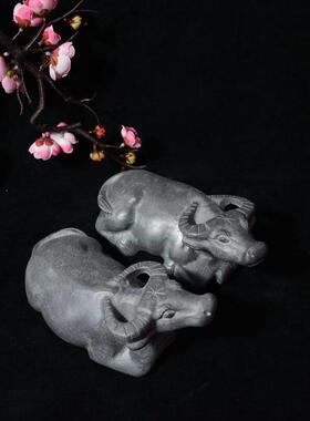 石牛摆件石雕牛卧牛石牛一对生肖牛黄牛水牛奋斗牛青石雕刻石头牛