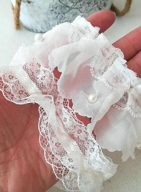 蕾丝花边辅料手工diy网纱衣服娃衣窗帘服装褶皱装饰布料裙边下摆