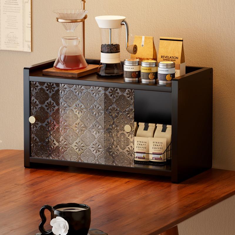Desktop storage rack household acrylic living room kitchen countertop removable tea set storage study room finishing dustproof cup holder