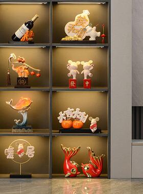 龙年新中式酒柜装饰品客厅摆件暖居电视柜玻璃柜高档现代乔迁新居