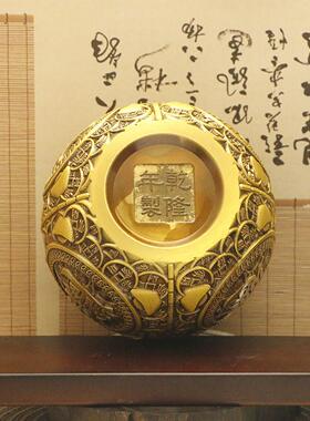 黄铜招财进宝茶叶罐办公室桌面黄铜摆件金属工艺品会销礼品