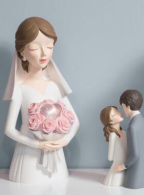 态生活捧花新娘摆件客厅电视柜卧室装饰品结婚礼物送女生生日礼物
