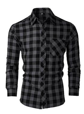 Men's checkered men's shirt, men's long sleeved jacket,