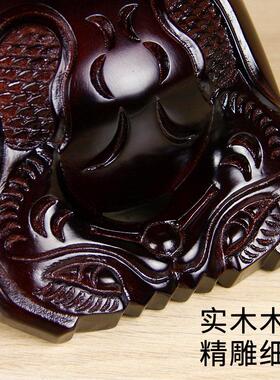 桂柚木专业老式木鱼实木法器一套 家用小摆件 打击乐器梆子