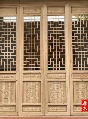 东阳木雕彷古门窗实木花格中式屏风玄关隔断镂空雕花木格栅定制