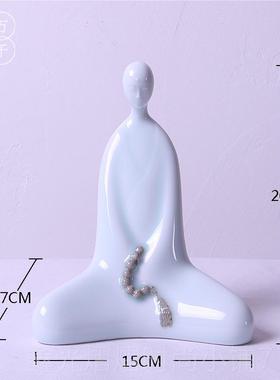正品瓷陶瓷佛像佛头禅意摆件新 中式东南亚白艺瓷如来 青家居装饰