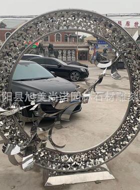 不锈钢光面几何体月亮广场步行街不锈钢景观雕塑月亮景观摆件