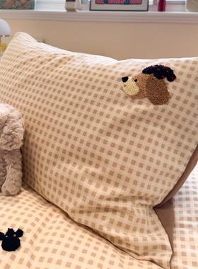 加厚全棉磨毛四件套纯棉被套被罩毛巾绣单人床三件套床单床笠款