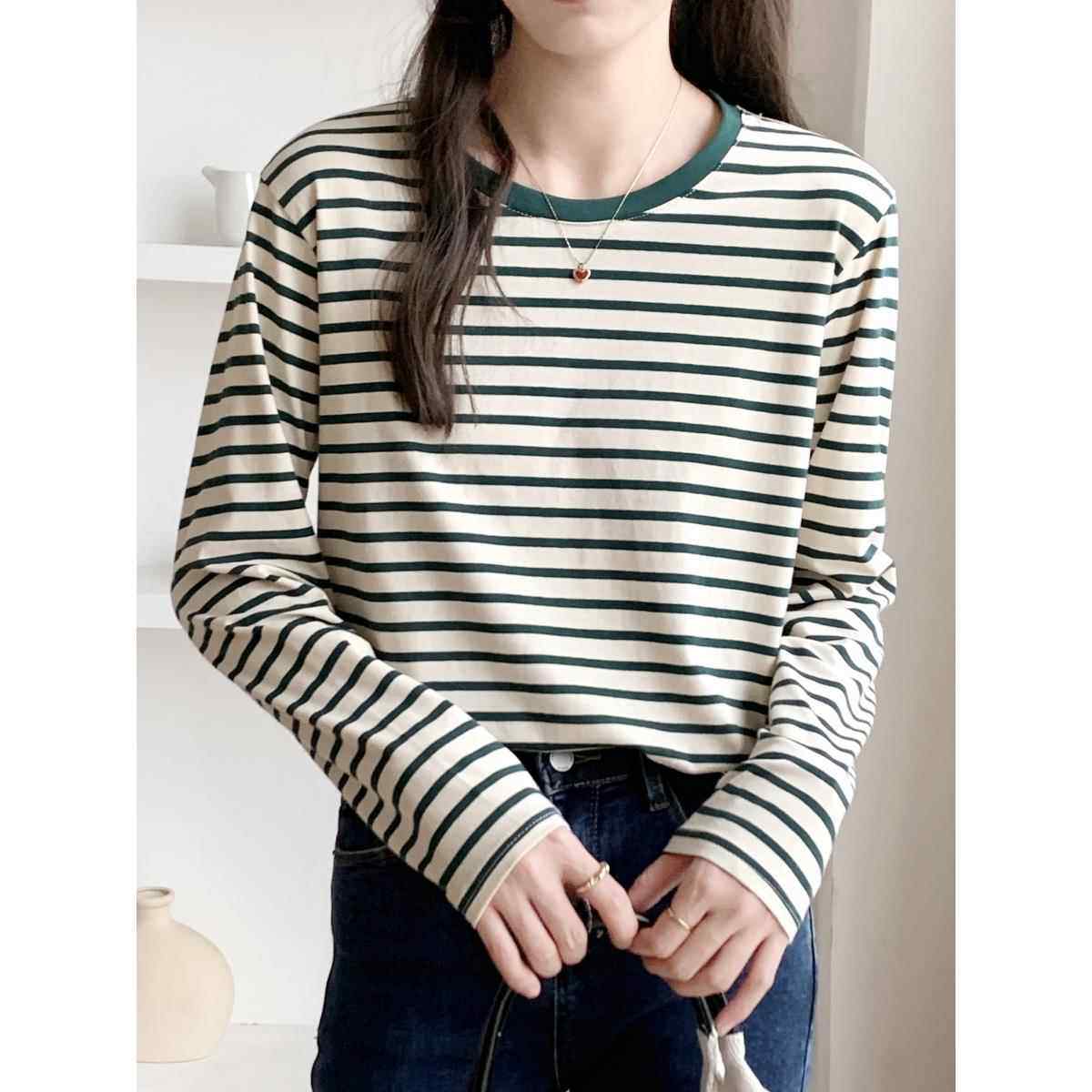 2026新款春春季季大码宽松质女式长袖t恤红色条纹上衣配下装0113w,淘宝优惠券,粉丝福利购,淘宝优惠卷