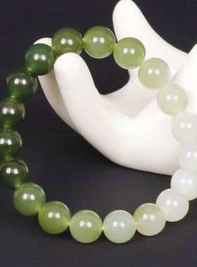 天然和田玉晴水色清新手链保真玉器收藏细腻油润自然10mm重29.4g