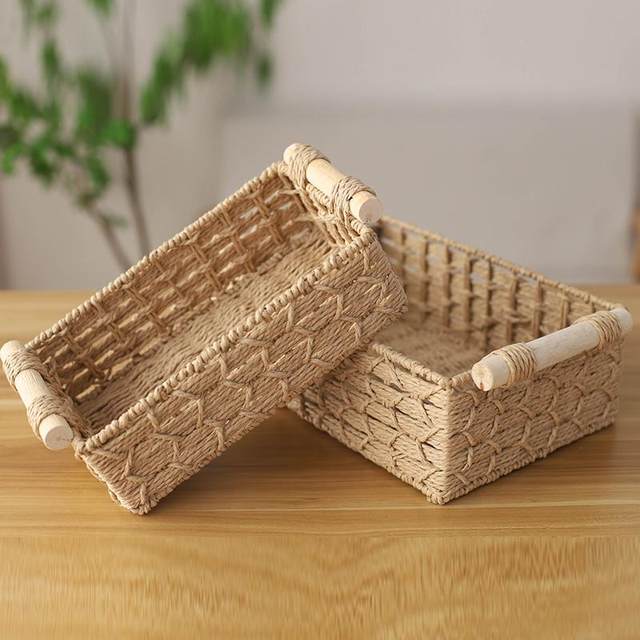 Hand-woven storage basket storage basket porch storage box wooden basket snack mask storage box household basket