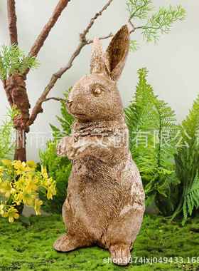 户外庭院花园景观仿真动物小白兔装饰摆件微景观树脂工艺品摆件