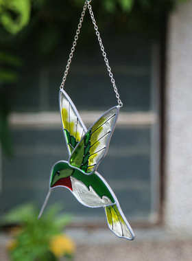 玻璃彩绘蜂鸟挂饰窗饰挂件户外园庭蜂鸟挂件厂家批发热卖款