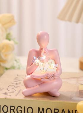 艺术高级感抽象人物沉默是wgbv金小灯意摆夜件创卧室女装饰品生日
