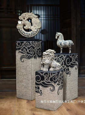 厂家软装柱新中式摆件门口入户展示祥云落地茶室柱玄关底座装饰客