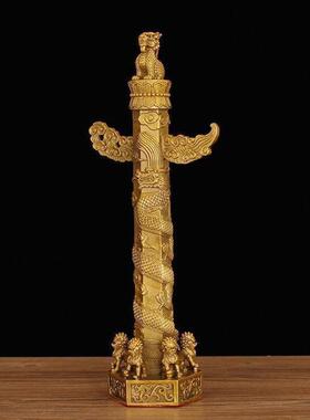 铜铜华表摆件办公室流云客厅望天工艺品中华盘龙家居装饰大号