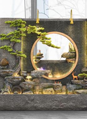 水幕墙假山流水屏风客厅室内办公室摆件玄关隔断创意造景庭院户外