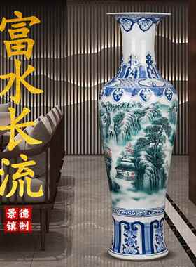 正品景镇陶瓷手绘彷古德大花瓶高档摆件式客中厅特装饰开业大号大