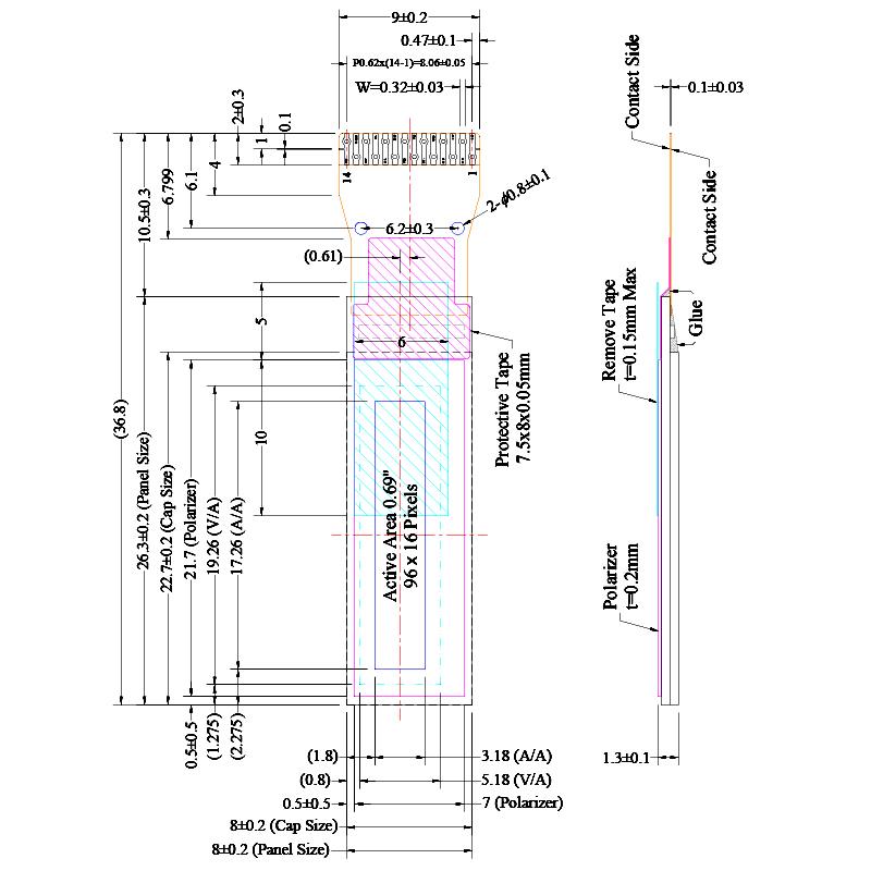 0.69寸OLED液晶显示屏96x16驱动SSD1315接口SPI/IIC单色4针模块 - 图0