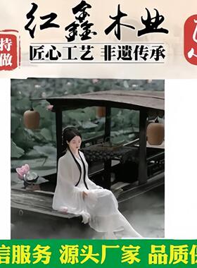 木船渔船仿古实木餐饮船单蓬水上电动手划摇撸观光装饰旅游乌篷船