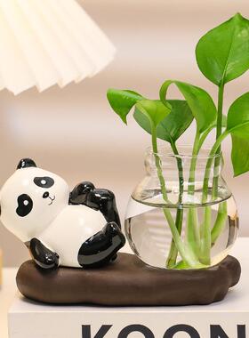 桌面摆件创意装饰高级感新款可爱手工办公室工艺品礼物熊猫装饰品