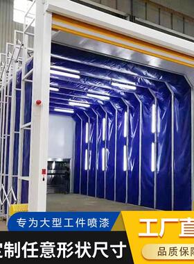 工业大型轨道式电动折叠家具无尘打磨房伸缩房可移动式伸缩喷漆房