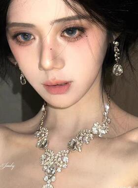 韩式新娘锆石项链耳环套装女婚庆