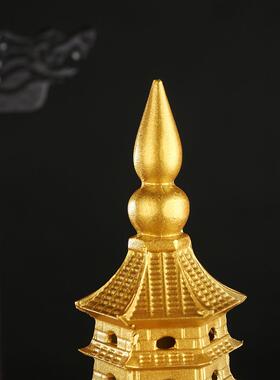 黄铜26CM九层文昌塔摆件金榜题名文殊宝塔办公室书房装饰品9层塔