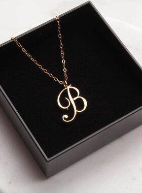 Small letter Label Simple Initial Logo alphabet B Necklace S