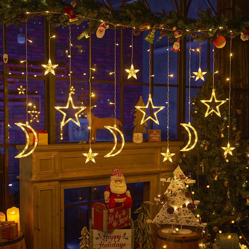 Led curtain star lights scene outdoor camping decoration arrangement small colored lights flashing lights string full of starry atmosphere lights