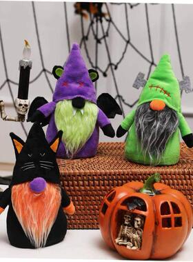 Halloween faceless old man doll dark cat flying demon bat we
