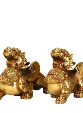 杨桐记 铜貔貅摆件 一对独角貔貅家居开业摆件 铠甲貔貅