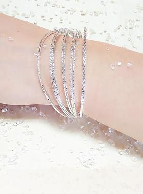 高档92日5饰纯银手镯女半银多线圈环多层活口开手口银镯子环生礼