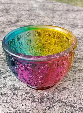 水晶百福水缸摆件七彩米聚宝盆居存钱罐家655装缸饰小元宝工艺品