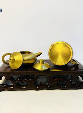 黄铜小水壶地摊小铜器金属摆件铜工艺品办公室茶道茶具纯铜把把壶